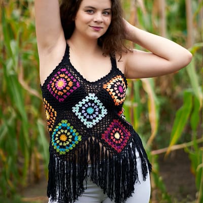 Háčkovaný "Granny square top"