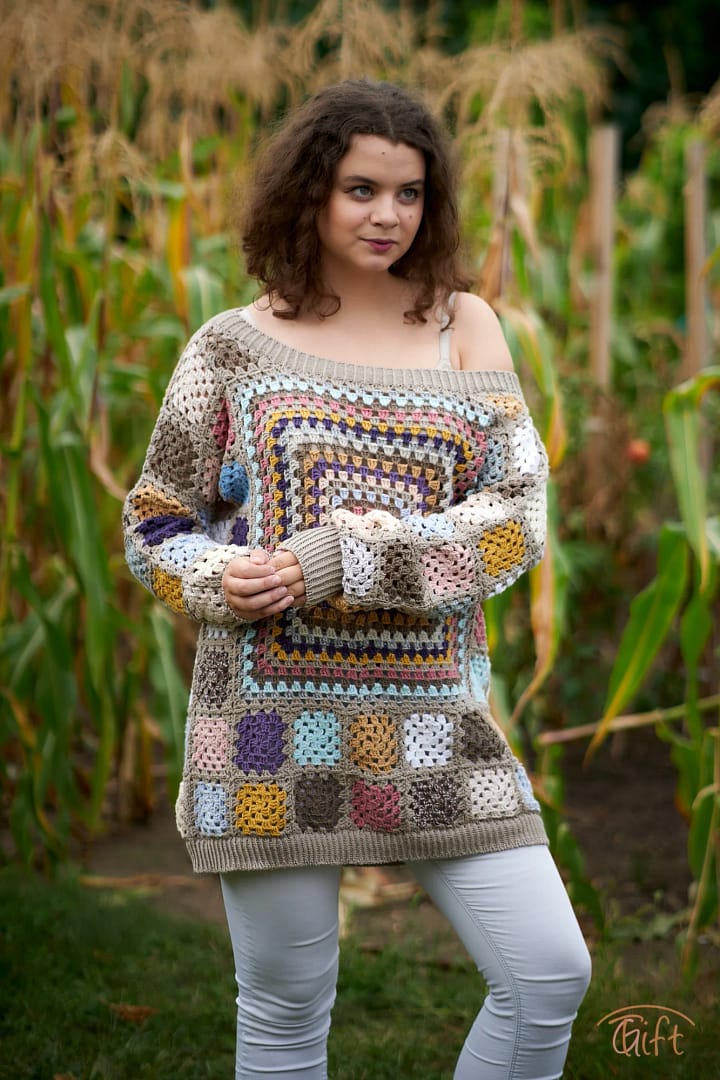 "Granny square" pulóver